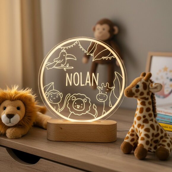 Safari LED Animal Lamp | Personalized Kids Night Light with Cute Animals - Picture 8 of 8